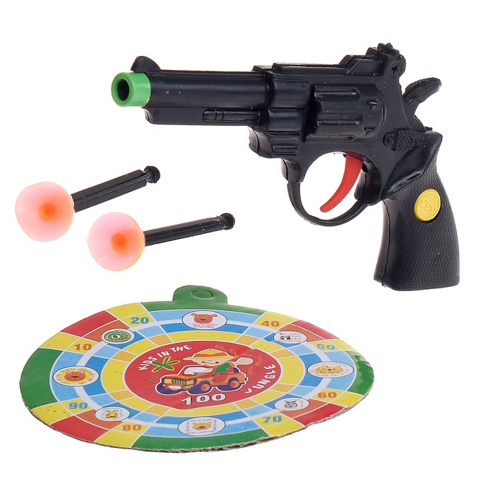Пистолет "Револьвер", с мишенью, стреляет присосками