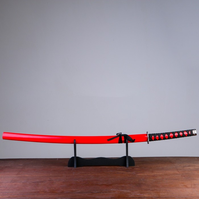 Сувенирное оружие «Катана на подставке», красные ножны, 103см