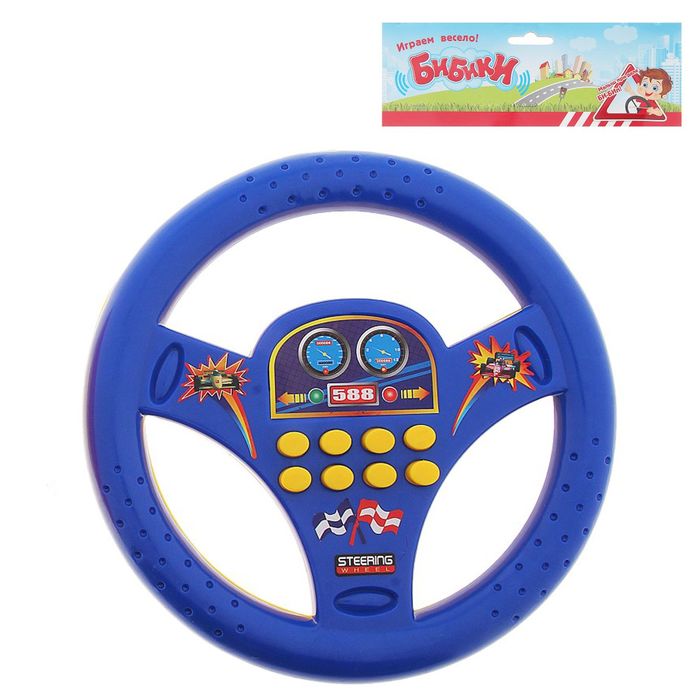 Руль музыкальный, работает от батареек, цвета МИКС