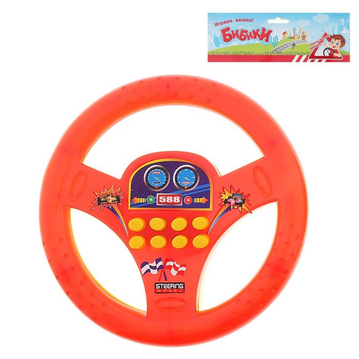 Руль музыкальный, работает от батареек, цвета МИКС