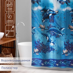 Штора для ванной комнаты Доляна «Морская», 180×170 см, полиэстер Ош