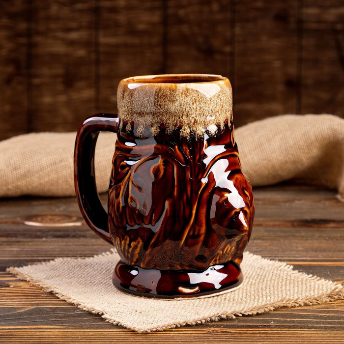 фото Кружка для пива "медведь" 0,95 л, керамика керамика ручной работы