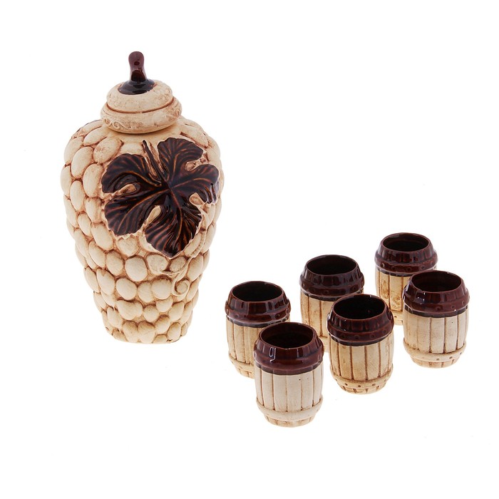 Штоф с рюмками "Виноградная гроздь", набор 7 предметов 1,2 л