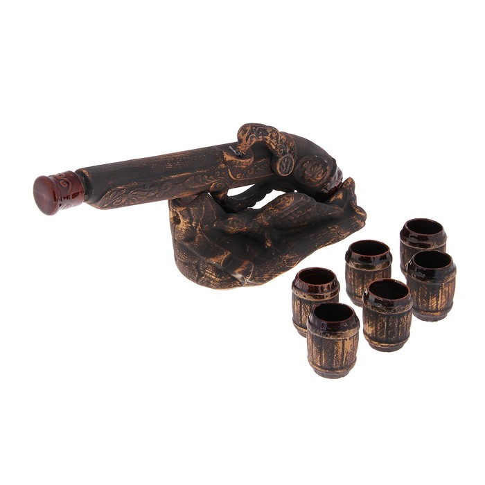 Штоф с рюмками "Мушкет" медь, 8 предметов, 0,5 л