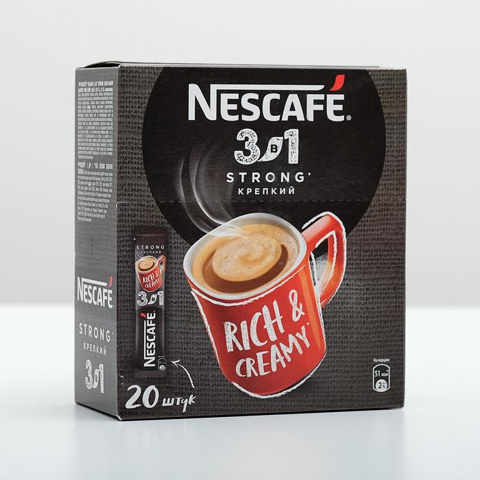 Кофе растворимый Nescafe 3 в 1 «Крепкий», 13 г х 20 порций