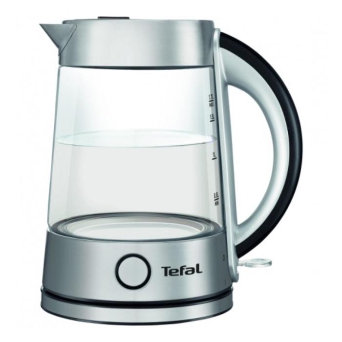 Чайник электрический Tefal KI760D30, стекло, 1.7 л, 2400 Вт, серебристый чайник электрический tefal ko270130 пластик 1 7 л 2400 вт белый