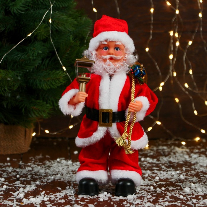 Дед Мороз Красная шубка, ремешок, с фонариком с подсветкой, двигается, 27 см зимнее волшебство мягкая игрушка дед мороз шубка с кружочками 15х30 см серебро стоит