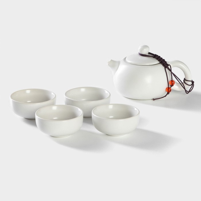 Набор для чайной церемонии керамический «Небо», 5 предметов: 4 пиалы 50 мл, чайник 200 мл