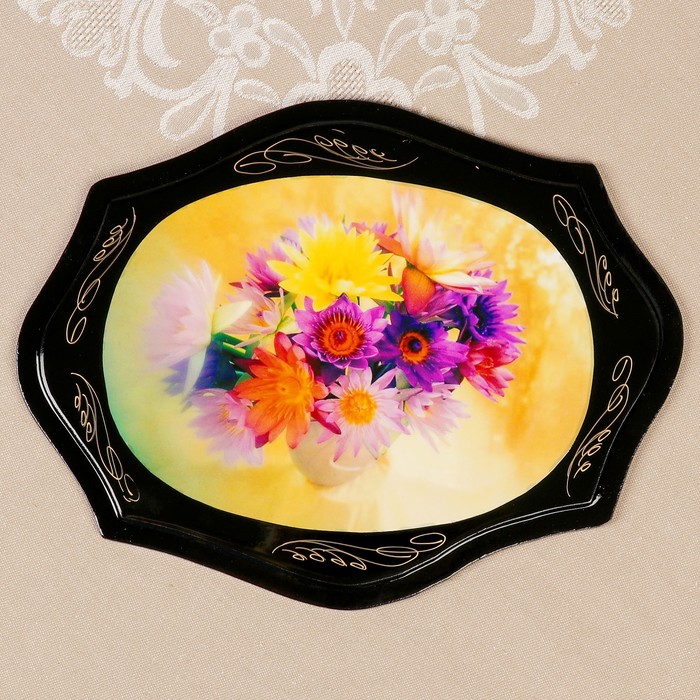 Панно «Цветы», 21×27 см, лаковая миниатюра микс