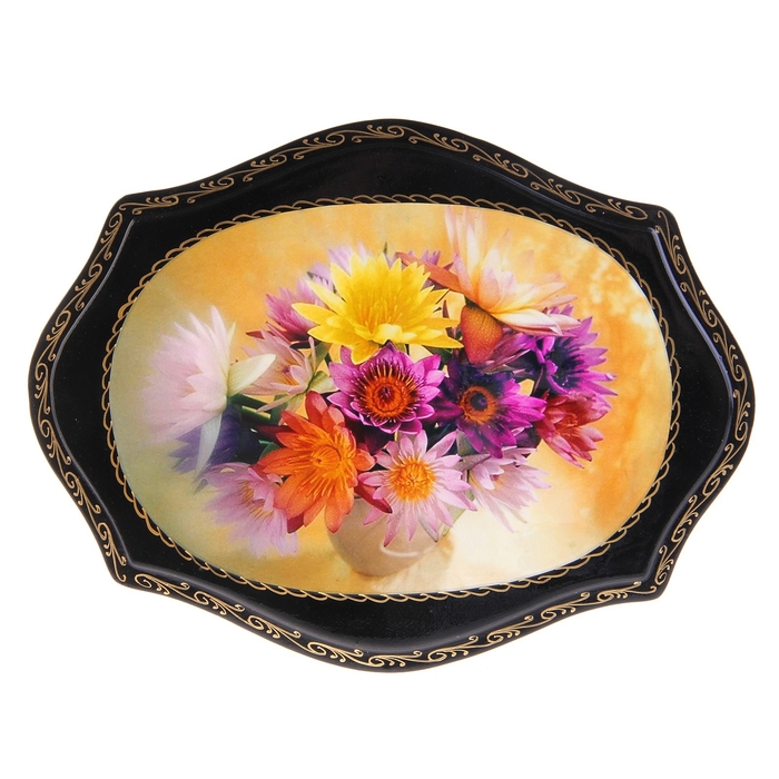 Панно «Цветы», 21×27 см, лаковая миниатюра микс