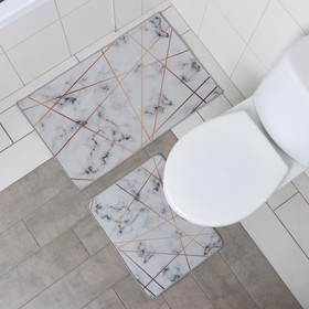 Набор ковриков для ванны и туалета Доляна «Мрамор», 2 шт: 50×80, 40×50 см