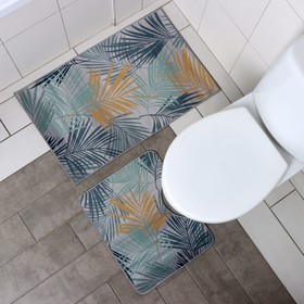 Набор ковриков для ванны и туалета Доляна «Тропики», 2 шт: 50×80, 40×50 см