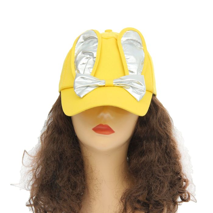 Карнавальная бейсболка с ушками, с бантом, желтая