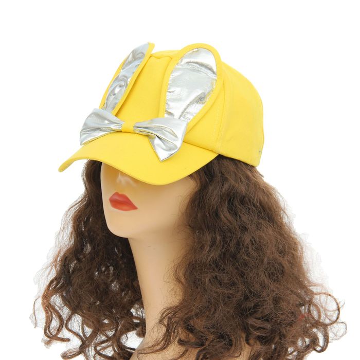 Карнавальная бейсболка с ушками, с бантом, желтая
