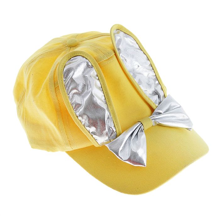 Карнавальная бейсболка с ушками, с бантом, желтая