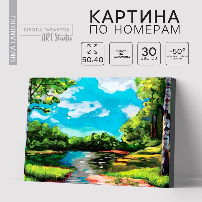 Картина по номерам на холсте с подрамником «Лесной ручей» 40 × 50 см