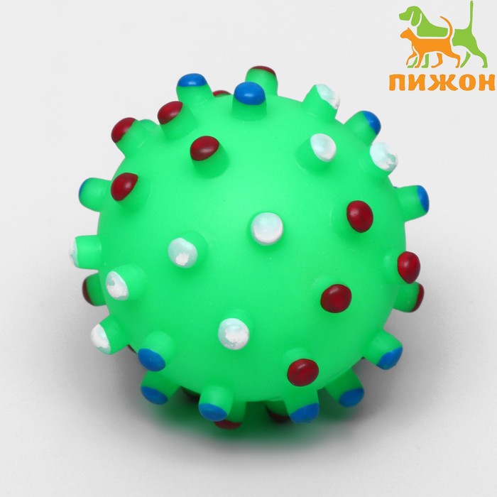 Игрушка пищащая Бактерия для собак, 6,3 см, зелёная игрушка пищащая гантель с лапками для собак 13 см зелёная
