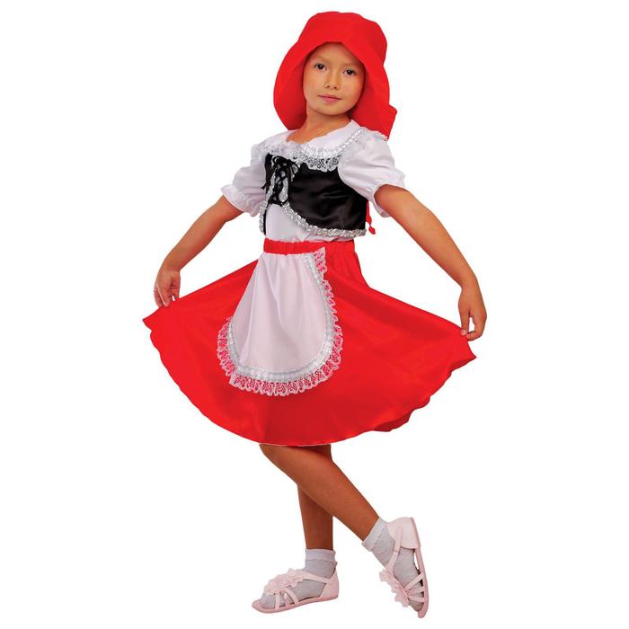 Карнавальный костюм «Красная шапочка», шапка, блузка, юбка, р. 32, рост 122-128 см карнавальный костюм цыганка блузка юбка косынка парик р 48 50 рост 170 см цвет оранжево зелёный