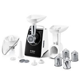 

Мясорубка электрическая Bosch MFW 3850 B, 500 Вт, 2 кг/мин, реверс, 4 насадки, белая