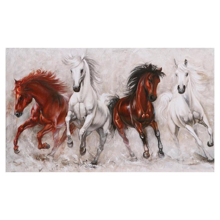 Картина на холсте Резвые кони 60х100 см