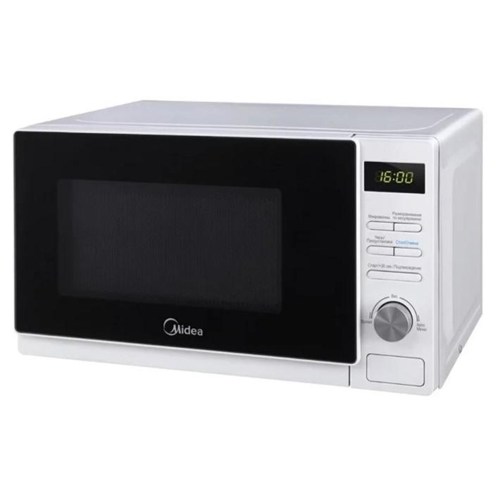 фото Микроволновая печь midea mm 720 c 4 e-w, 700 вт 20 л, 8 программ, бело-чёрная