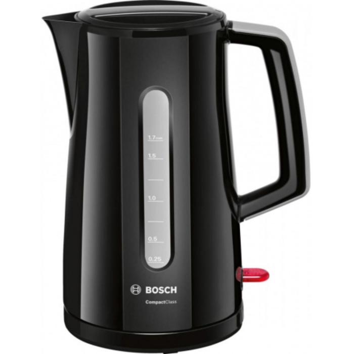 Чайник электрический Bosch TWK 3A013, пластик, 1.7 л, 2400 Вт, черный чайник bosch twk 8611p 1 5l