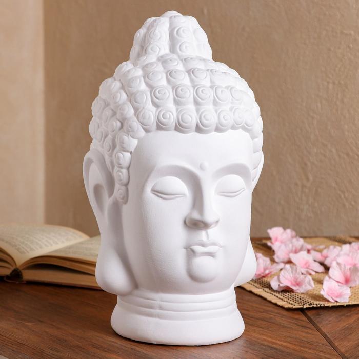 Копилка "Голова Будды", белая, керамика, 32 см