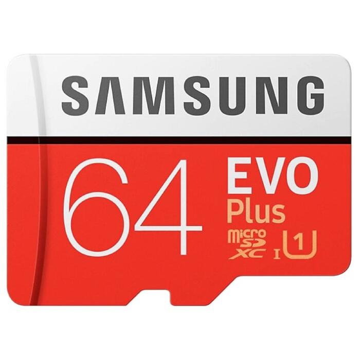 Карта памяти Samsung MB-MC64HA/RU EVO PLUS microSDXC, 64Гб, класс 10, с адаптером SD