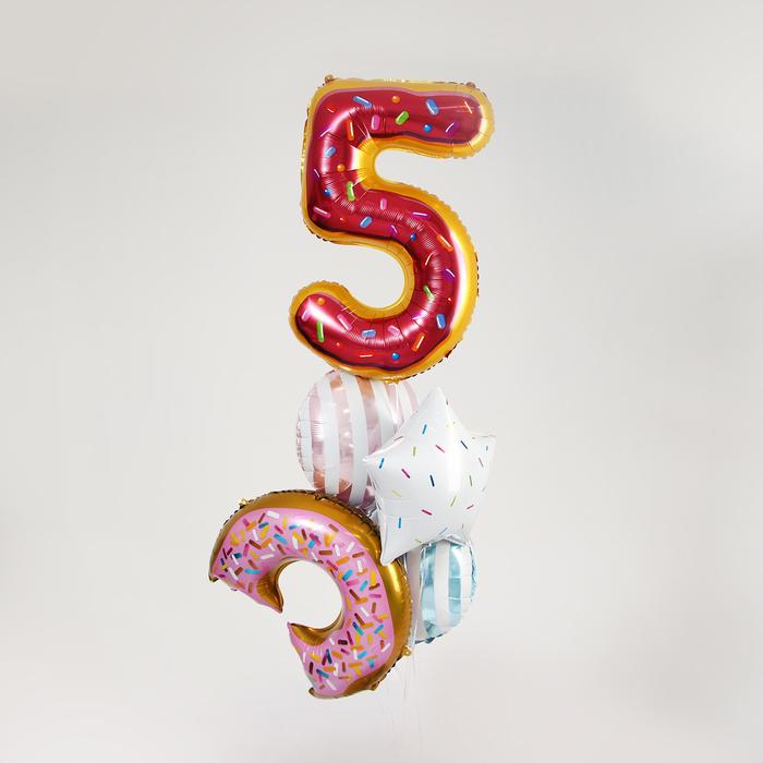 Букет из шаров «5 лет, пончик», фольга, набор из 5 шт.