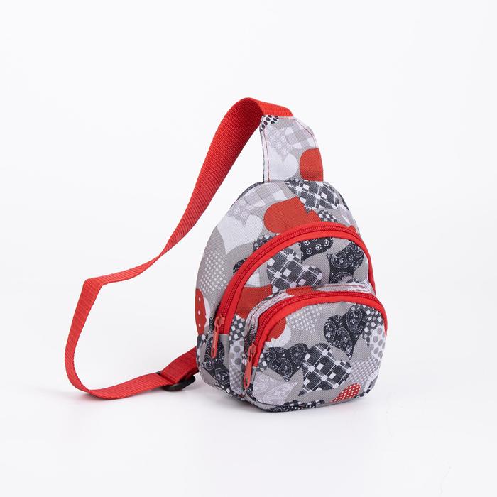 фото Сумка-рюкзак, отдел на молнии, наружный карман, дышащая спинка, цвет серый/красный зфтс