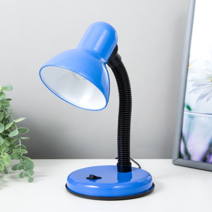 Лампа настольная, с выключателем, голубая