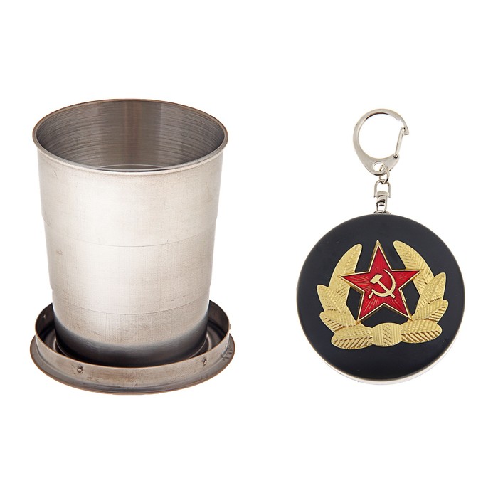 Стакан складной "Красная звезда", 100 мл, d=6,5 см, 3 кольца, с карабином и чёрным медальоном