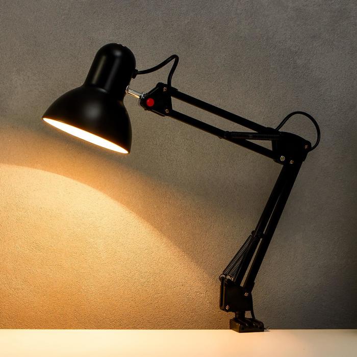Настольная лампа на зажиме "Эстет", Е27, 220V, чёрная