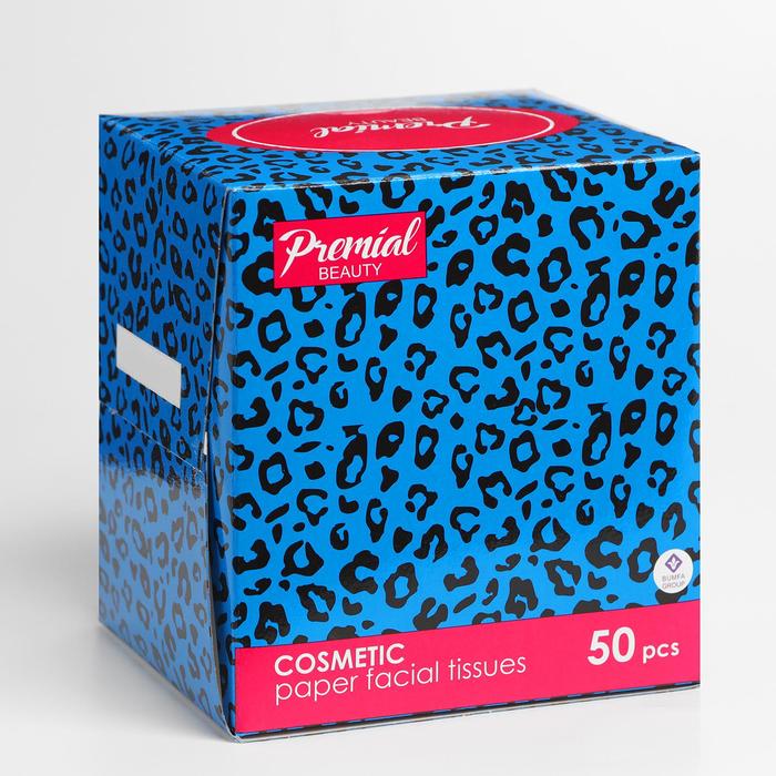 Салфетки «Premial» косметические 3-слойные в коробке Нон стоп, 50 шт МИКС