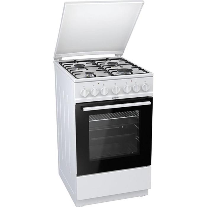 Плита Gorenje K5241WH, комбинированная, 4 конфорки, 70 л, электрическая духовка, белая