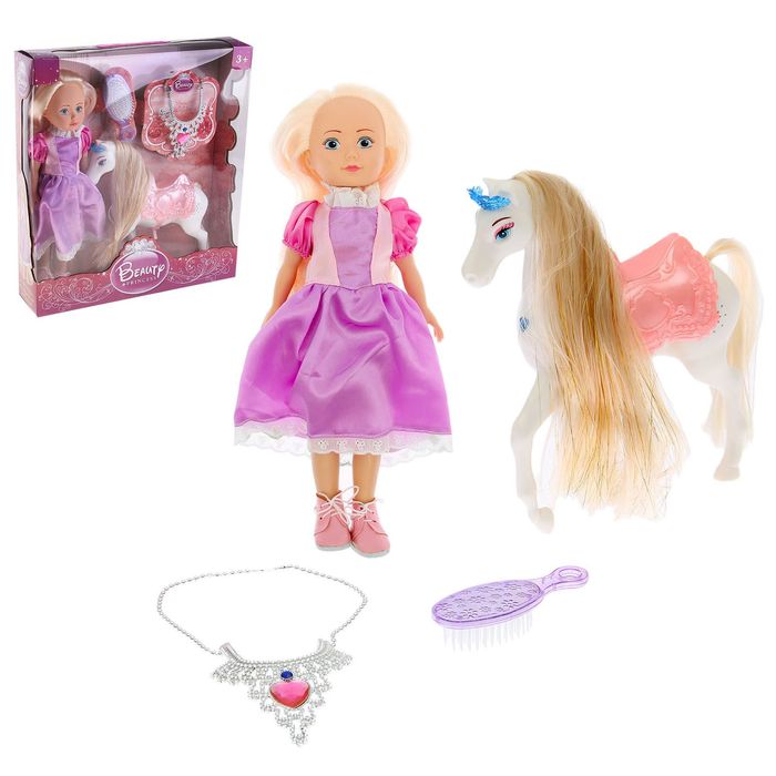 Кукла "Златовласка" с лошадкой и аксессуарами, звуковые эффекты