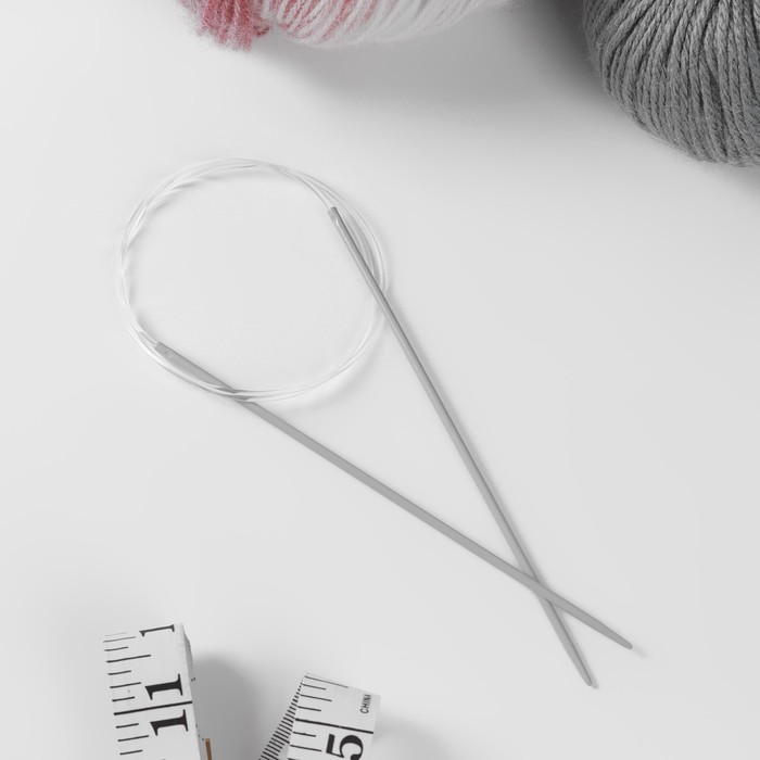 Спицы для вязания, круговые, с тефлоновым покрытием, с пластиковой леской, d = 2,5 мм, 14/80 см
