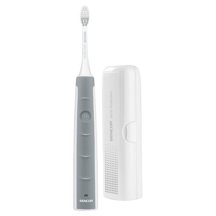 Электрическая зубная щетка Sencor SOC 1100SL, звуковая, 41000 дв/мин, 2 насадки, серая