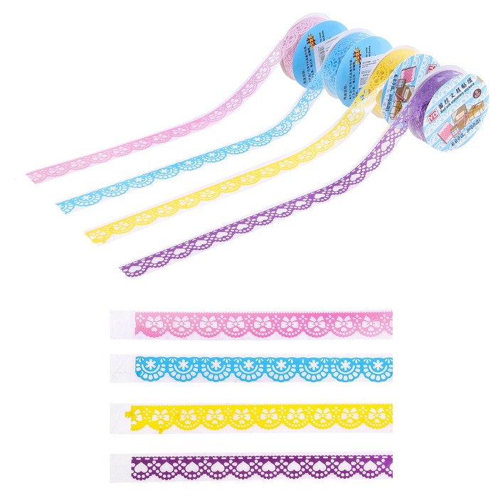 Клейкая лента декоративная "Кружева", ширина 1.6 см, длина 1 м, МИКС