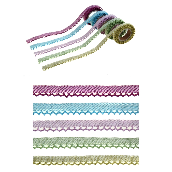 Клейкая лента декоративная "Тесьма", блестящая, ш. 1.5 см, дл. 2.2 м, МИКС