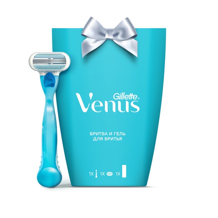 фото Набор gillette venus: бритва с 1 сменной кассетой + гель для бритья satin care, 75 мл