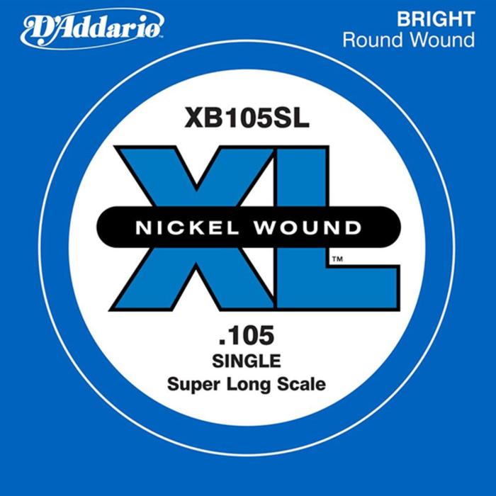 фото Отдельная струна для бас-гитары d'addario xb105sl nickel wound никелированная, .105, super long 45 d`addario