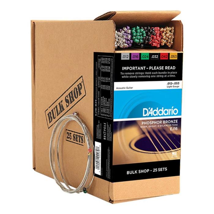 фото Струны для акустической гитары d'addario ej16-b25 phosphor bronze ф/бронза, 25 комплектов, 12-53 4 d`addario