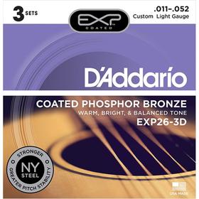 

Струны для акустической гитары D'Addario EXP26-3D Coated Phosphor Bronze, C.Light, 11-52, 3 компл