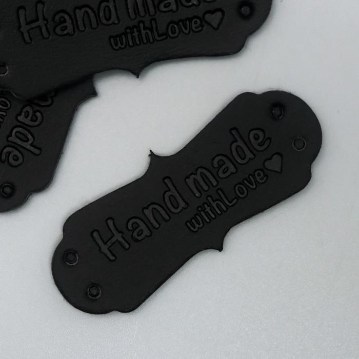 Бирка "Handmade", кожа, цвет черный 1,5х4 см