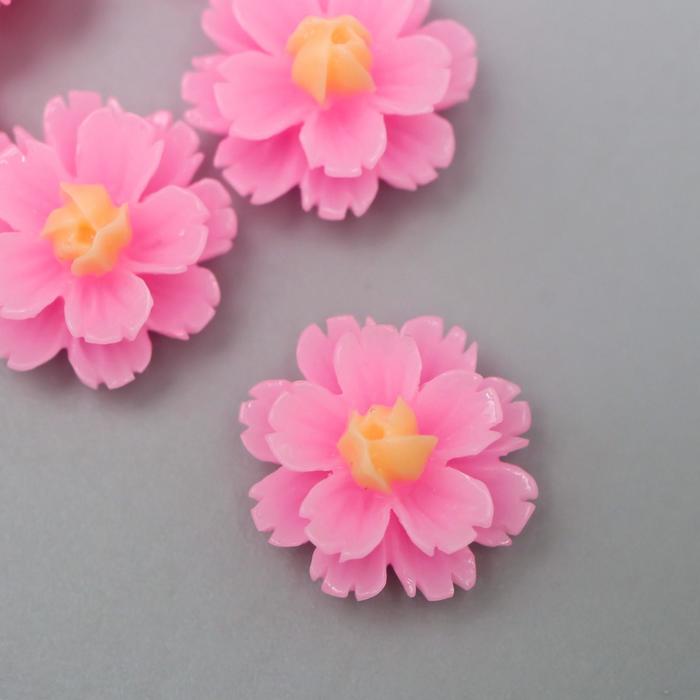 Кабошон Цветочек, цвет розовый 13 мм
