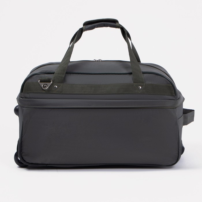 фото Сумка дорожная на колёсах, отдел на молнии, с увеличением, наружный карман, длинный ремень, цвет хаки зфтс