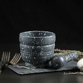 Ступка с пестиком «Чёрный камень», 250 мл, 9×10 см от Сима-ленд