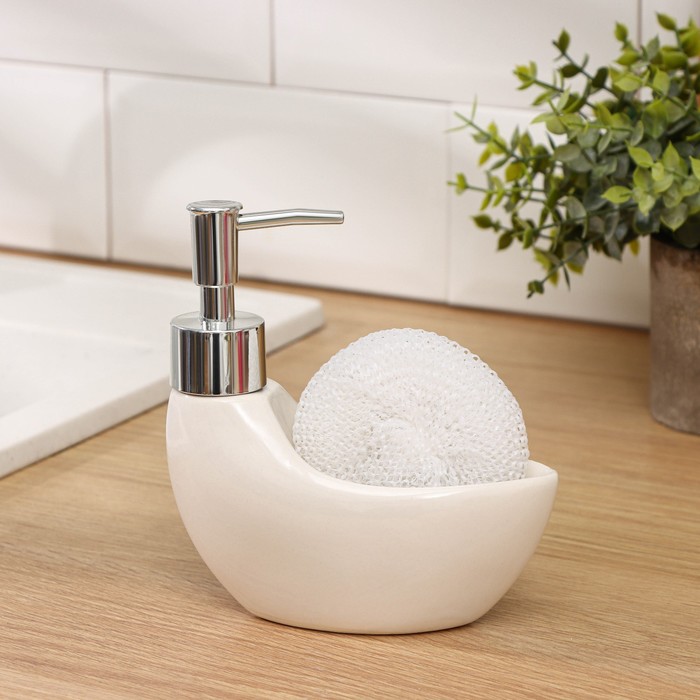 Дозатор для моющего средства 200 мл с подставкой для губки "Вечерний звон"