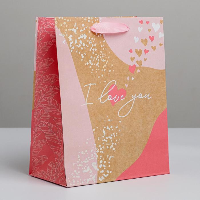 

Пакет крафтовый вертикальный I love you, MS 18 × 23 × 10 см